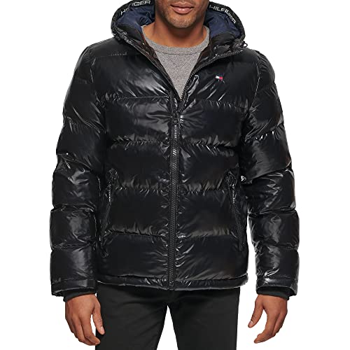 Tommy Hilfiger Herren Classic Hooded Puffer Jacket Daunenalternative, Oberbekleidung, Mantel, schwarz, X-Groß von Tommy Hilfiger