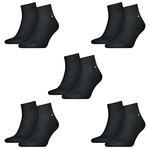 Tommy Hilfiger Herren Classic Quarter Socken 342025001 10 Paar, Farbe:Schwarz;Sockengröße:43-46;Artikel:Quarter schwarz 342025001-200 von Tommy Hilfiger