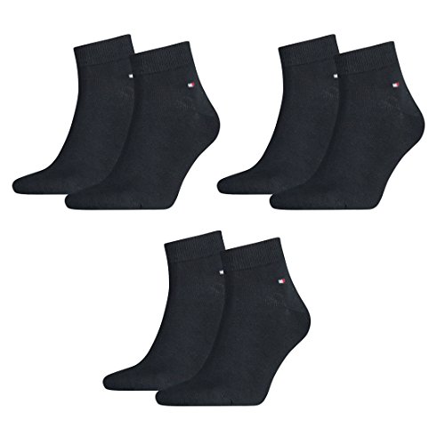 Tommy Hilfiger Herren Quarter Socken Business Sneaker Socken 6 Paar, Farbe:322 - dark navy, Socken & Strümpfe:39-42 von Tommy Hilfiger