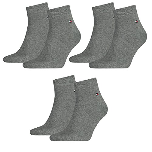 Tommy Hilfiger Herren Quarter Socken Business Sneaker Socken 6 Paar, Farbe:758 - middle grey mélange, Socken & Strümpfe:39-42 von Tommy Hilfiger