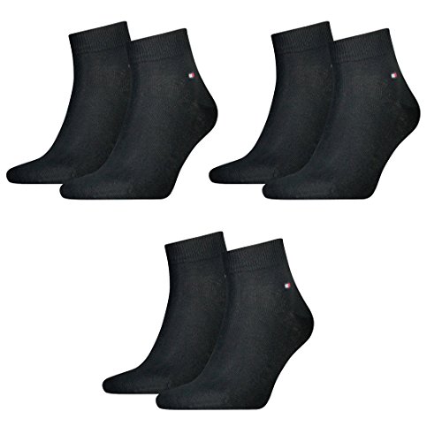 Tommy Hilfiger Herren Classic Quarter Socken 342025001 6 Paar, Farbe:Schwarz;Sockengröße:43-46;Artikel:Quarter schwarz 342025001-200 von Tommy Hilfiger