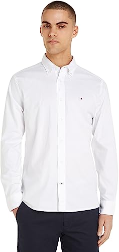 Tommy Hilfiger Herren Hemd Core 1985 Flex Oxford Langarm, Weiß (White), M von Tommy Hilfiger