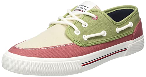 Tommy Hilfiger Herren Vulcanized Sneaker Core Boat Shoe Canvas Schuhe, Rot (Dockside Red), 40 EU von Tommy Hilfiger