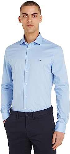 Tommy Hilfiger Herren Hemd Langarm, Blau (Custom Color Light Blue), 45 von Tommy Hilfiger