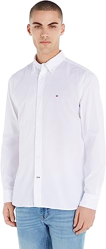 Tommy Hilfiger Herren Hemd Core Flex Langarm, Weiß (White), M von Tommy Hilfiger