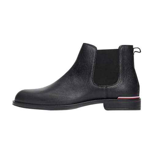 Tommy Hilfiger Herren Low Boot Stiefel Core Rwb Hilfiger T Lth Chelsea aus Leder, Schwarz (Black), 43 EU von Tommy Hilfiger