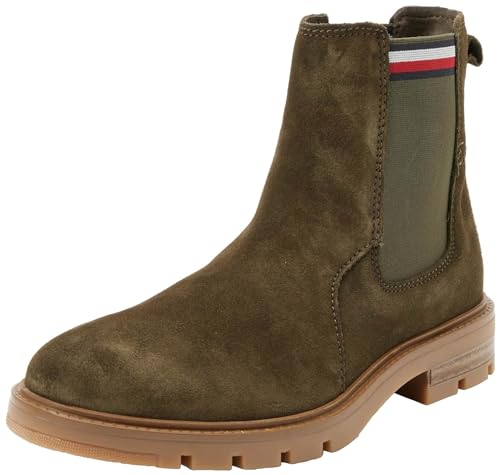 Tommy Hilfiger Herren Low Boot Stiefel Corpoarte Suede Chelsea Wildleder, Grün (Army Green), 42 von Tommy Hilfiger