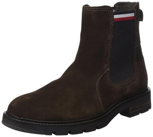 Tommy Hilfiger Herren Low Boot Stiefel Corpoarte Suede Chelsea Wildleder, Braun (Cocoa), 43 von Tommy Hilfiger