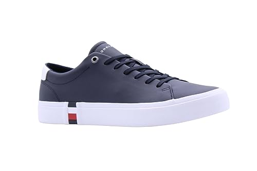 Tommy Hilfiger Herren Vulcanized Sneaker Corporate Leather Detail Schuhe, Blau (Desert Sky), 40 von Tommy Hilfiger