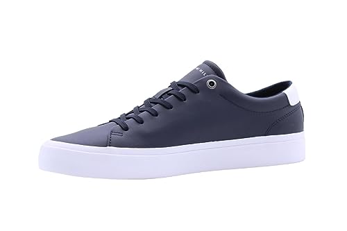 Tommy Hilfiger Herren Vulcanized Sneaker Corporate Leather Detail Schuhe, Blau (Desert Sky), 44 von Tommy Hilfiger