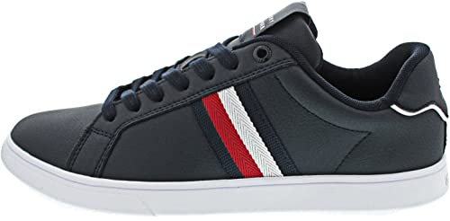 Tommy Hilfiger Herren Cupsole Sneaker Corporate Leather Cup Stripes Schuhe , Blau (Desert Sky), 40 EU von Tommy Hilfiger