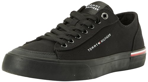 Tommy Hilfiger Herren Vulcanized Sneaker Canvas Schuhe, Schwarz (Black), 40 von Tommy Hilfiger