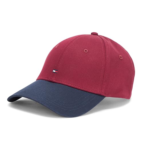 Tommy Hilfiger Herren Cotton Flag Logo Adjustable Baseball Cap Baseballkappe, Deep Rouge/Space Blue, Einheitsgröße von Tommy Hilfiger
