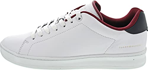 Tommy Hilfiger Herren Cupsole Sneaker Court Leather Cup Schuhe, Mehrfarbig (Red/White/Blue), 40 EU von Tommy Hilfiger