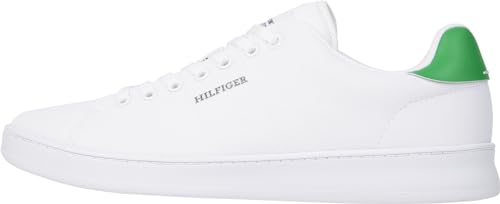 Tommy Hilfiger Herren Court Pique Textile FM0FM04967 Cupsole Sneaker, Weiß (White/Olympic Green), 45 EU von Tommy Hilfiger