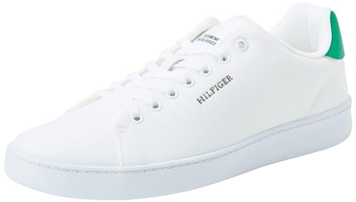 Tommy Hilfiger Herren Court Pique Textile FM0FM04967 Cupsole Sneaker, Weiß (White/Olympic Green), 43 EU von Tommy Hilfiger