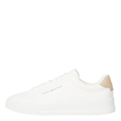 Tommy Hilfiger Herren Court Sneaker Detail Essential aus Leder, Weiß (White), 47 von Tommy Hilfiger