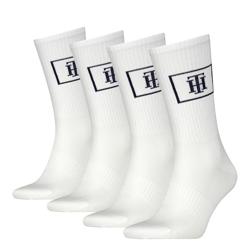 Tommy Hilfiger Herren Crew Socken, Weiß, 39/42 (4er Pack) von Tommy Hilfiger