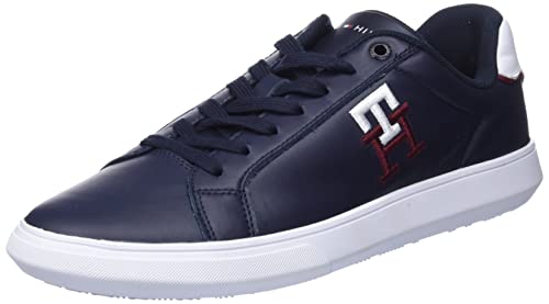 Tommy Hilfiger Herren Leather Monogram FM0FM04276 Cupsole Sneaker, Blau (Desert Sky), 42 EU von Tommy Hilfiger