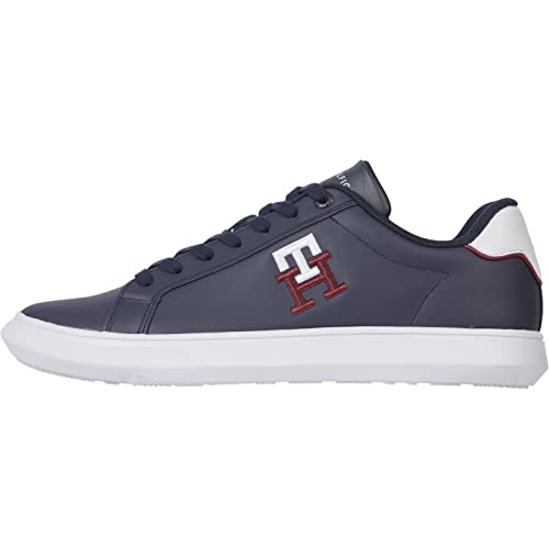 Tommy Hilfiger Herren Leather Monogram FM0FM04276 Cupsole Sneaker, Blau (Desert Sky), 43 EU von Tommy Hilfiger