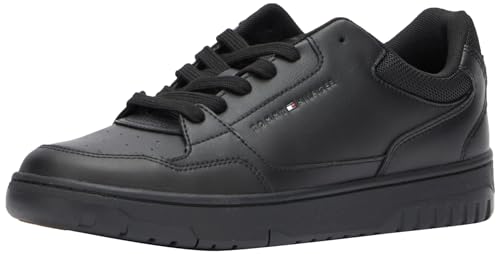 Tommy Hilfiger Herren Cupsole Sneaker Basket Core Leather Schuhe, Schwarz (Black), 46 EU von Tommy Hilfiger