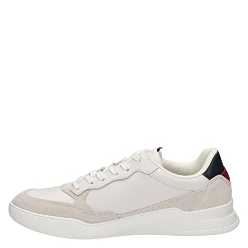 Tommy Hilfiger Herren Cupsole Sneaker Elevated Cupsole Leather Mix Schuhe , Weiß (White), 45 EU von Tommy Hilfiger