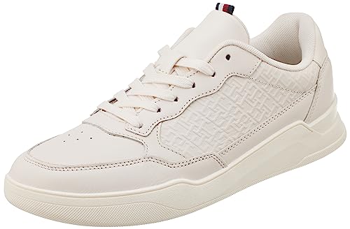 Tommy Hilfiger Herren Cupsole Sneaker Elevated Cupsole Mono Detail Schuhe, Beige (Weathered White), 41 von Tommy Hilfiger