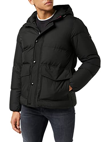 Tommy Hilfiger Herren Hilfiger Daunenjacke mit Kapuze Daunenmantel, Black, XS von Tommy Hilfiger