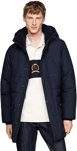 Tommy Hilfiger Herren Daunenmantel Rockie Utility Parka mit Knopfleiste, Blau (Desert Sky), L von Tommy Hilfiger