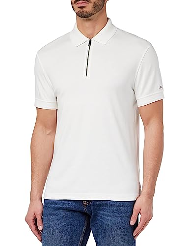 Tommy Hilfiger Herren Poloshirt Kurzarm DC Interlock Slim Fit, Weiß (White), XL von Tommy Hilfiger