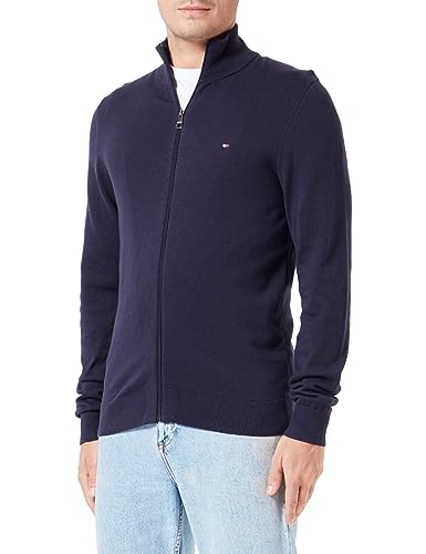 Tommy Hilfiger Herren DE Cotton Zip Through MW0MW32023 Pullover, Blau (Desert Sky), S von Tommy Hilfiger