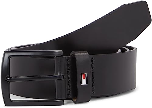 Tommy Hilfiger Herren Gürtel Denton Matte 3,5 cm Ledergürtel, Schwarz (Black), 80 cm von Tommy Hilfiger
