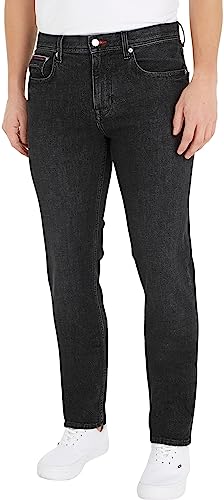 Tommy Hilfiger Herren Jeans Straight Black Stretch, Schwarz (Arbor Black), 31W / 32L von Tommy Hilfiger