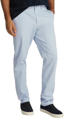Tommy Hilfiger Herren Chino Hose Denton Satin Straight Fit, Blau (Breezy Blue), 32W/31L von Tommy Hilfiger