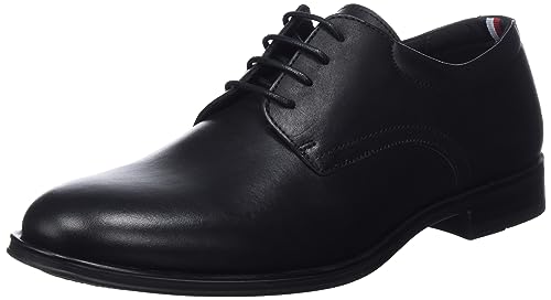 Tommy Hilfiger Herren Derby Schuh Casual Leather aus Leder, Schwarz (Black), 41 von Tommy Hilfiger