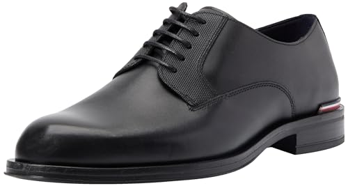 Tommy Hilfiger Herren Derby Schuh Leather Shoe aus Leder, Schwarz (Black), 41 von Tommy Hilfiger
