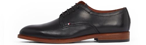 Tommy Hilfiger Herren Derby Schuhe Thunit Leather Runde Spitze, Schwarz (Black), 42 von Tommy Hilfiger