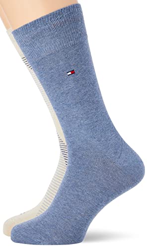 Tommy Hilfiger Herren Diagonal Stripe Sock Classic Sock, beige denim melange, 39-42 von Tommy Hilfiger