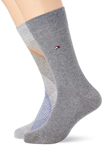 Tommy Hilfiger Herren Diagonal Stripe Sock Classic Sock, grey melange, 39-42 von Tommy Hilfiger