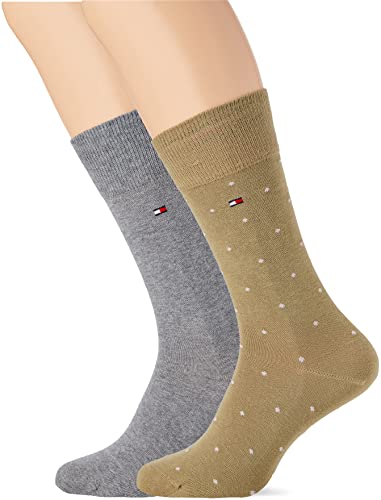 Tommy Hilfiger Herren Dot Sock Classic Sock, olive grey melange, 39-42 von Tommy Hilfiger