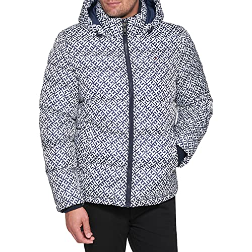 Tommy Hilfiger Herren Down Alternative Hooded Puffer Jacket (Standard and Big & Tall) Daunenalternativer Mantel, Tommy Logo Print, L von Tommy Hilfiger