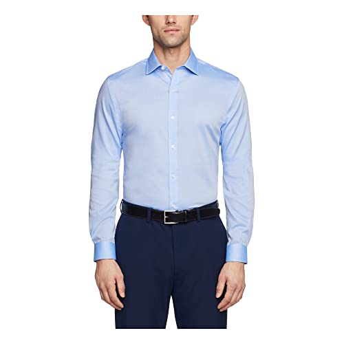Tommy Hilfiger Herren Dress Shirts Non Iron Slim Fit Solid Spread Collar Hemd, blau, 47 cm Hals 91/94 cm Ärmel (XXL) von Tommy Hilfiger