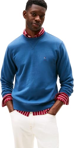 Tommy Hilfiger Herren Sweatshirt Seasonal Fleece mit Rundhalsausschnitt, Blau (Aegean Sea), XL von Tommy Hilfiger