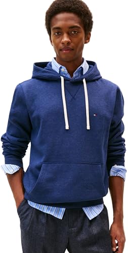 Tommy Hilfiger Herren Hoodie Seasonal Fleece mit Bauchtasche, Blau (Heathered Blue), XL von Tommy Hilfiger