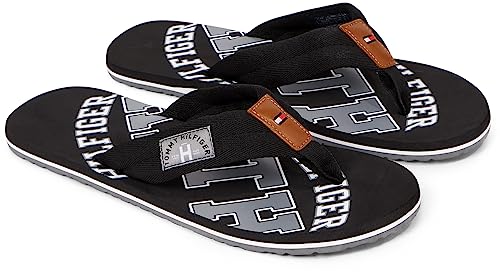 Tommy Hilfiger Herren Flip Flops Essential Beach Sandal Badeschuhe, Schwarz (Black), 45 von Tommy Hilfiger
