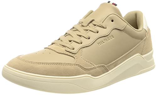 Tommy Hilfiger Herren Cupsole Sneaker Elevated Cupsole Leather Mix Schuhe , Beige, 41 EU von Tommy Hilfiger