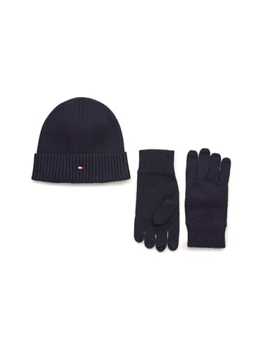 Tommy Hilfiger Herren Geschenk-Set Essential Winterset Mütze & Handschuhe, Blau (Space Blue), Onesize von Tommy Hilfiger