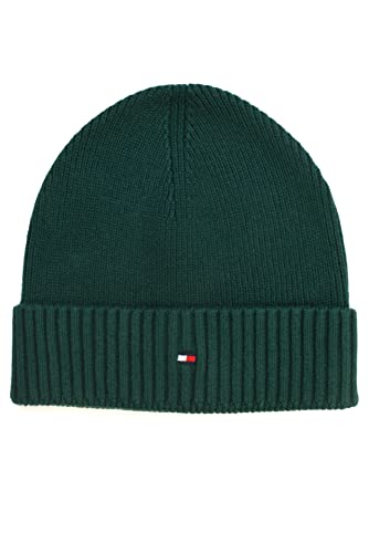 Tommy Hilfiger Herren Essential Flag Beanie AM0AM10337 Gestrickte Mütze, Grün (Hunter), OS von Tommy Hilfiger