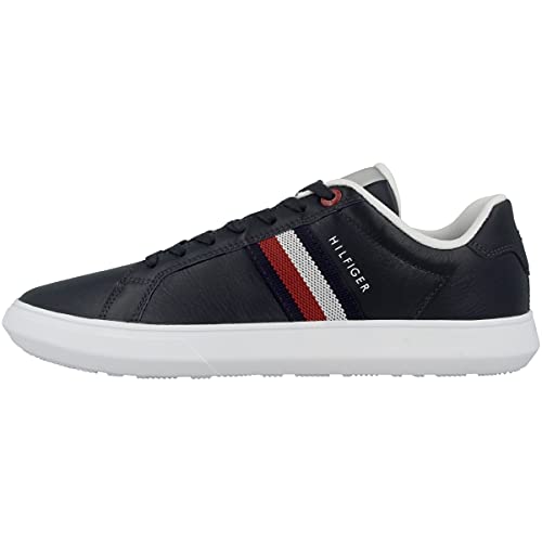 Tommy Hilfiger Herren Essential Leather Cupsole Sneaker, Wüstenhimmel, 44 EU von Tommy Hilfiger