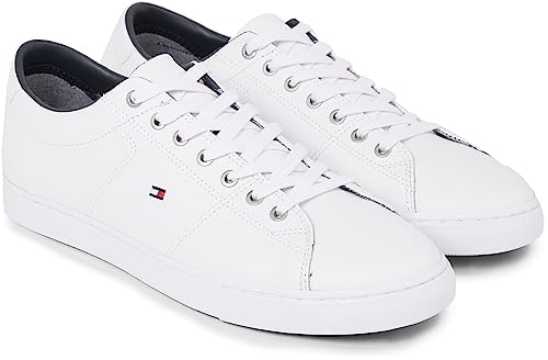 Tommy Hilfiger Herren Sneakers Essential Leather Detail Vulc, Weiß (White), 44 von Tommy Hilfiger